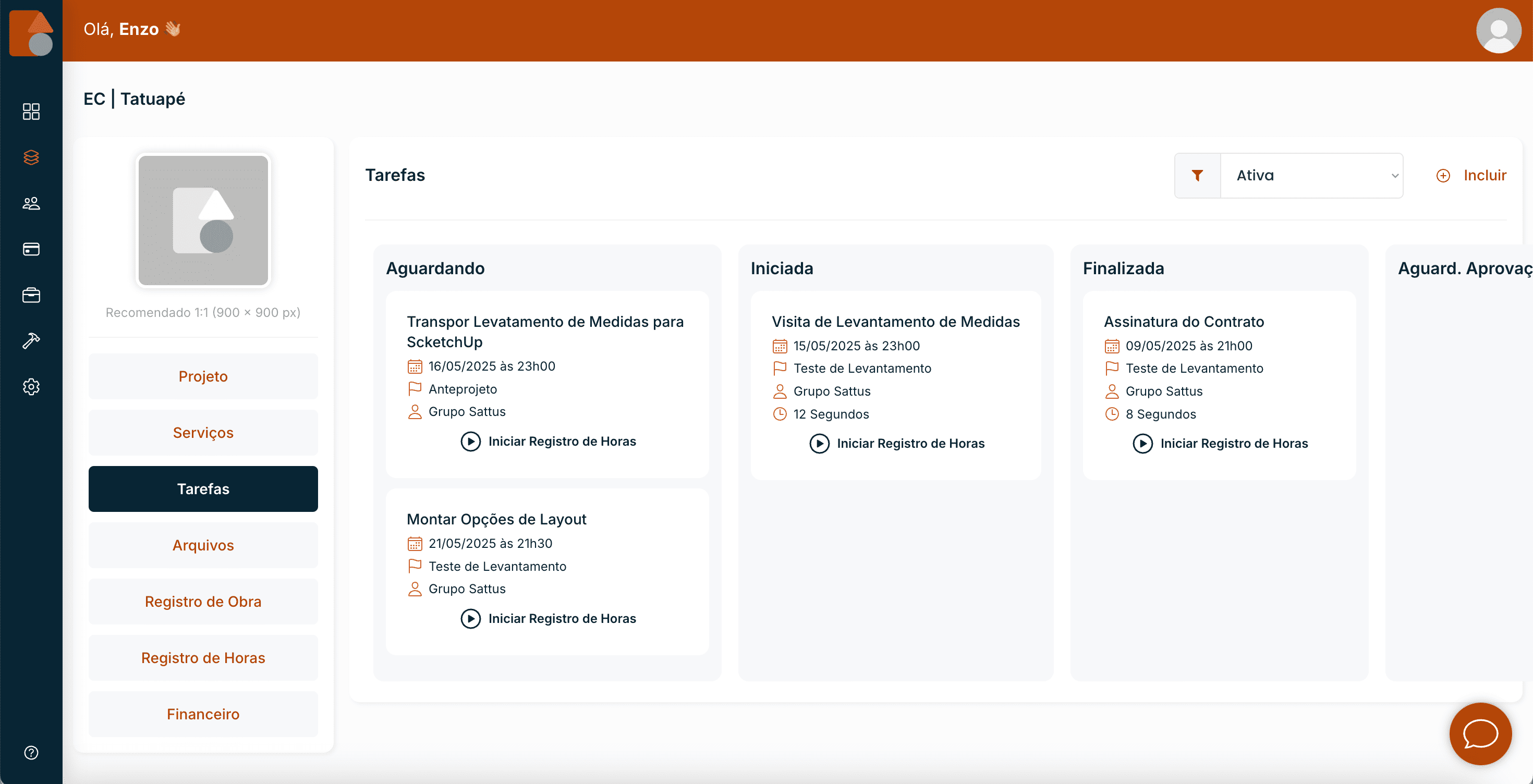 Dashboard do Gesttarq - Interface de Gestão de Tarefas